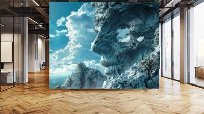 Exquisite extreme close-up of surrealistic digital art showcasing surreal landscapes and distorted figures, inspiring imaginative wallpaper designs. Wall mural