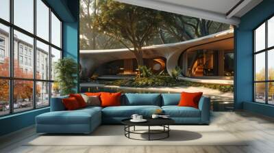 transform the concept of utopian dreams into a stunning 3d rendering with a photorealistic approach, Wall mural