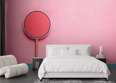 Blank Red Circle Sign on Pink Wall. Wall mural