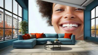 Close-up of a Woman Smiling with White Teeth. Wall mural