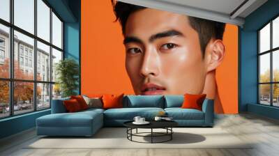 Close-up Portrait of Young Asian Man with Smooth Skin. Wall mural