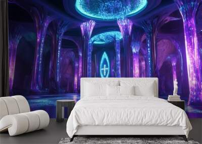 Glowing Crystal Cave Entrance Wall mural