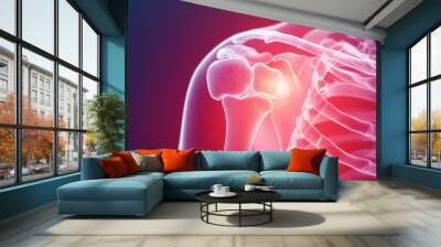 Human Shoulder Joint with Pain Illustration. Wall mural