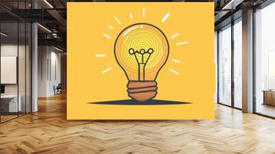 Light Bulb with Wooden Texture Wall mural