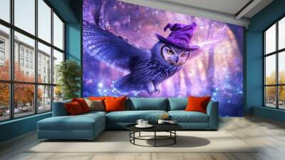 Magical Owl in the Forest. Wall mural