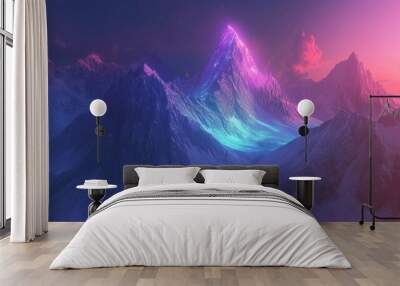 Neon Mountain Range Wall mural