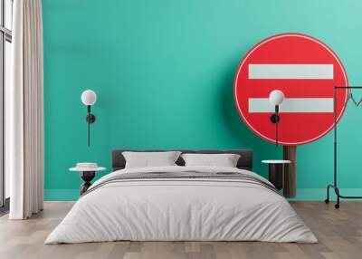 No Entry Sign on Blue Background. Wall mural