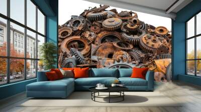 Rusty Metal Gears and Parts. Wall mural