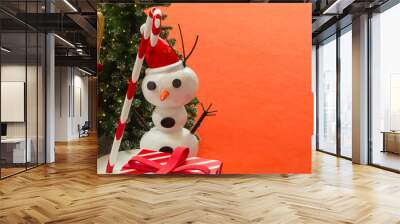 snowman with space background for christmas background Wall mural