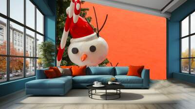 Snowman with space background for christmas background Wall mural