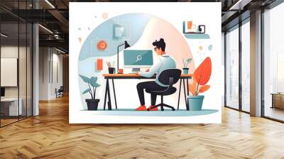 person working on computer Wall mural