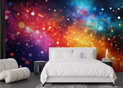 A close-up of a sparkling firecracker with bright colors bursting against a dark sky for Diwali. Wall mural