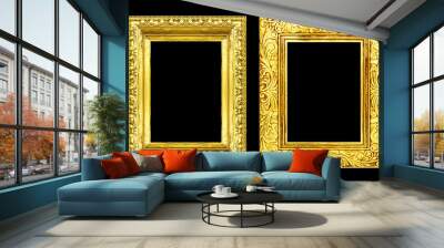 set 2 antique golden frame isolated on black background, clippin Wall mural