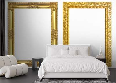 Set 2 - Antique golden frame isolated on white background, clipping path Wall mural