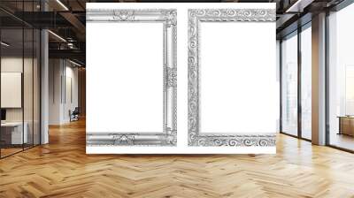 Set 2 - Antique silver frame isolated on white background, clipping path Wall mural