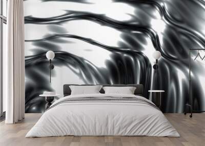 Liquid metal mercury silver ripple abstract background Wall mural