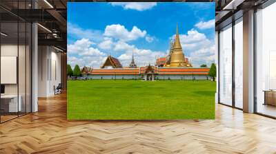 Temple of the Emerald Buddha or Wat Phra Kaew, Phra Aram Luang, special class Temple in the grand palace  ,Major attractions landmark of Bangkok Wall mural