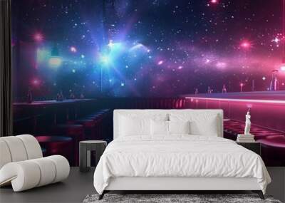 Space station jazz club, vibrant, starry night, intergalactic rhythm , sci-fi tone Wall mural