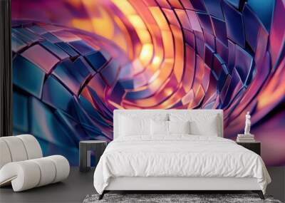 3D abstract wallpaper illustration featuring high tech elements and digital graphic design Wall mural