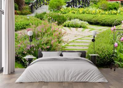 landscaping in the garden. the path in the garden. Wall mural