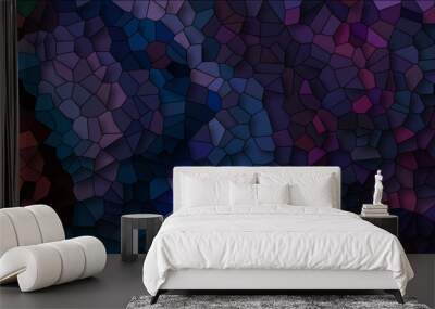 3D Abstract Seamless Multicolor Broken Stained-Glass Geometric Retro Tiles Pattern and Quartz Crystal Voronoi Diagram Background for Website, Fabric Printing, Brochures, Luxury/Premium Packaging Wall mural