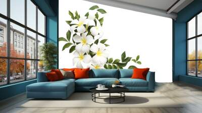 white flowers frangipani local flora of asia arrangement flat lay postcard style Wall mural