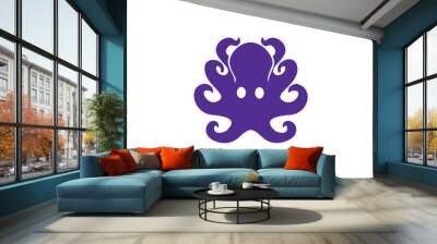 blue silhouette octopus logo Wall mural