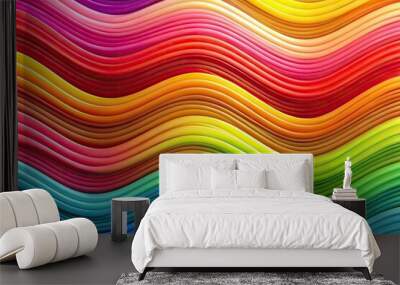 Vibrant abstract background of colorful waves Wall mural