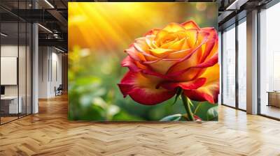 vibrant rose in sunlight Wall mural