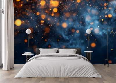 Abstract Blue and Orange Background with Bokeh Lights Wall mural