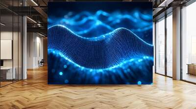 Abstract Blue Digital Network Grid Background Wall mural