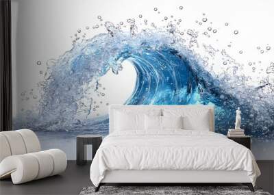 Blue Water Wave Splash Isolated on White Background Wall mural