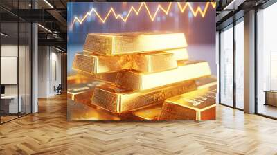 Gold Bars Financial Growth Chart Wall mural