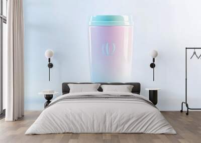 Gradient Pink and Blue Travel Mug on White Background Wall mural