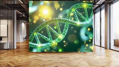 Green DNA Helix Abstract Background Wall mural