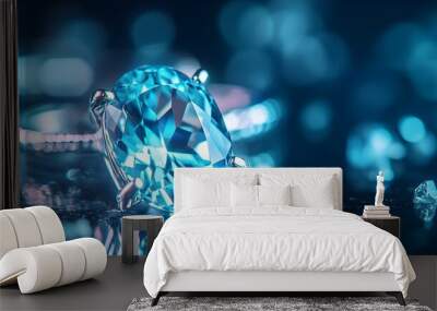 Sparkling Blue Gemstone Macro Photography Wall mural