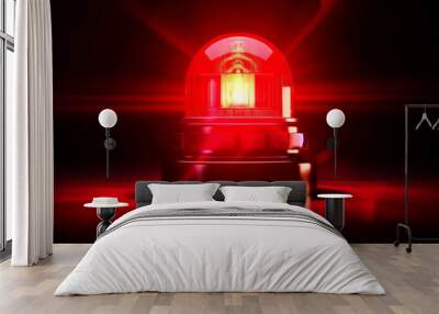 Flashing red siren light isolated on isolated background. Wall mural