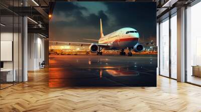 Loading of goods on board a cargo plane, airport , Business logistic. Generative ai Wall mural