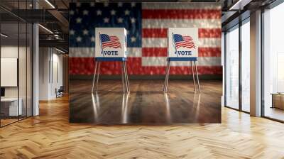 Voting booth for a political candidate at an election polling station USA. Wall mural