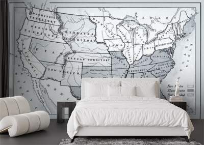 Map of free, slave and undecided states 1857 Wall mural