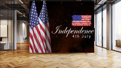 4th July Happy Independence Day holiday banner template with festive fireworks - Vector illustration Wall mural