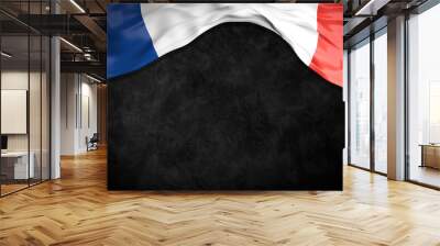 French flag on black abstract background. Plenty of space for individual text. Bastille Day. French Independence Day. Wall mural