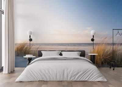 Golden dune grass at the beach Wall mural