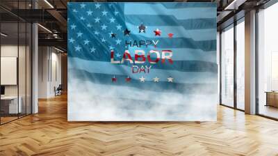 Happy Labor day vector illustration, Beautiful USA flag on blue background. Wall mural