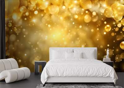 gold luxury background with bright sparkles and bubbles suitable for christmas, sales or product backdrop Wall mural