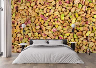 fresh raw shelled pistachio nut kernel background Wall mural