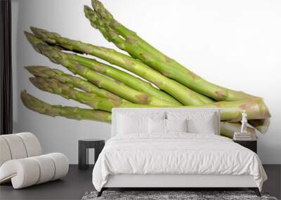 Green Asparagus Isolated On White Wall mural