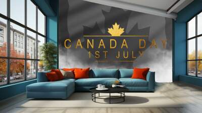 Maple leaf with firework poster for celebrate the national day of Canada. Happy Canada Day card. Canada flag, fireworks, red maple leaf. vector illustration Wall mural