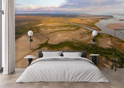 Aerial view of the mouth and wetlands of the Isdell River. Walcott Inlet, Kimberley, Western Australia. Wall mural