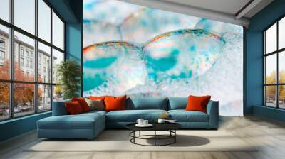 Clean blue soap bubbles and suds Wall mural